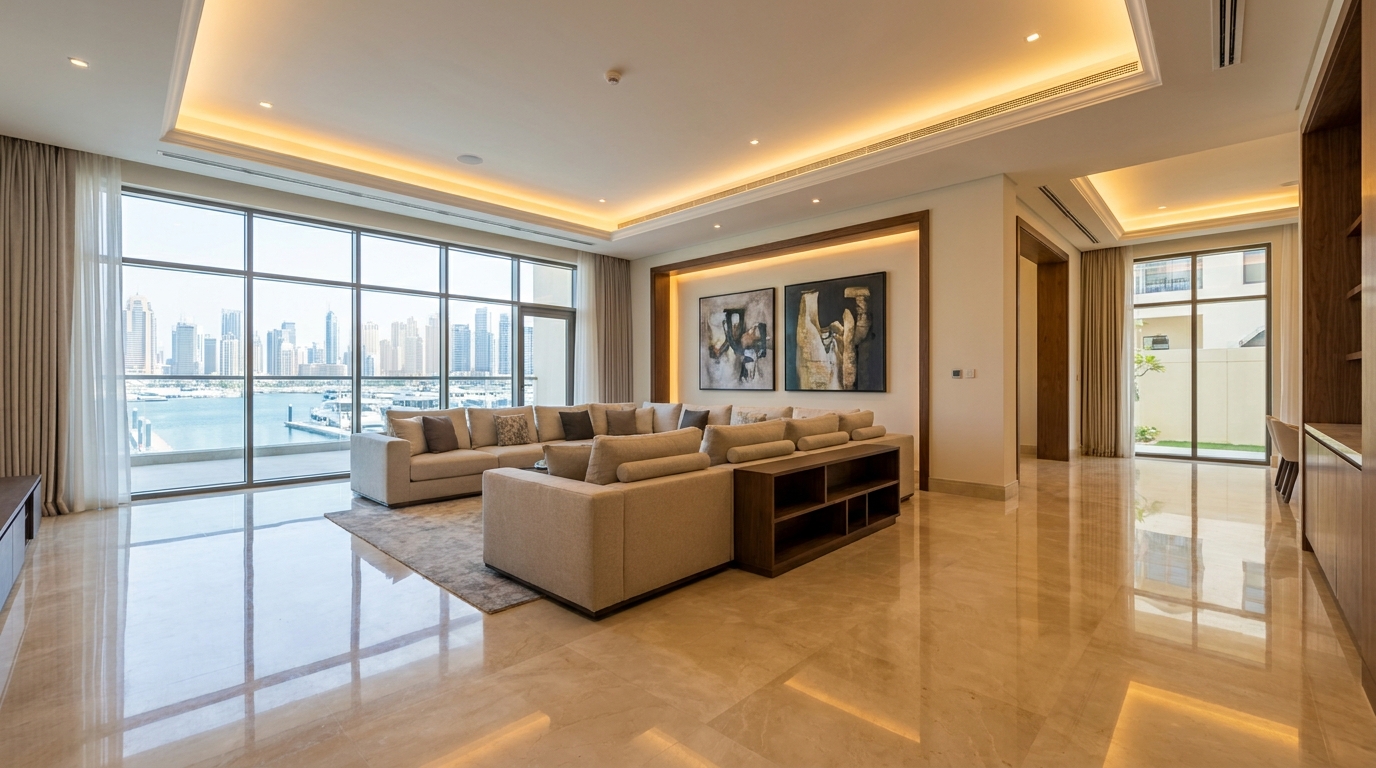 Jumeirah Islands villa remodeling planning with structural review, wet-area coordination, and pool interface details